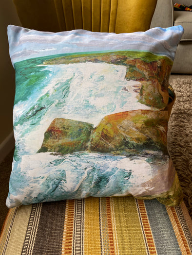 Watching The Tide, Bedruthan Steps, Cushion, Cornwall