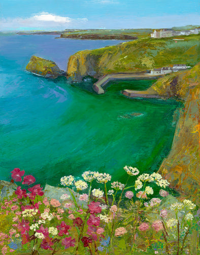 Mullion Harbour, Cornwall Unframed Original Oil Painting