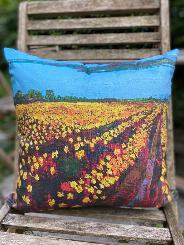 Daffodils of Penzance and The Lighthouse, Godrevy, Double Sided Cushion, Cornwall