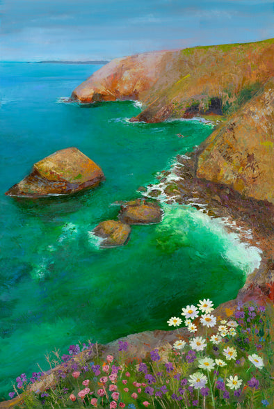 St Agnes Heather, Original Unframed Oil Painting