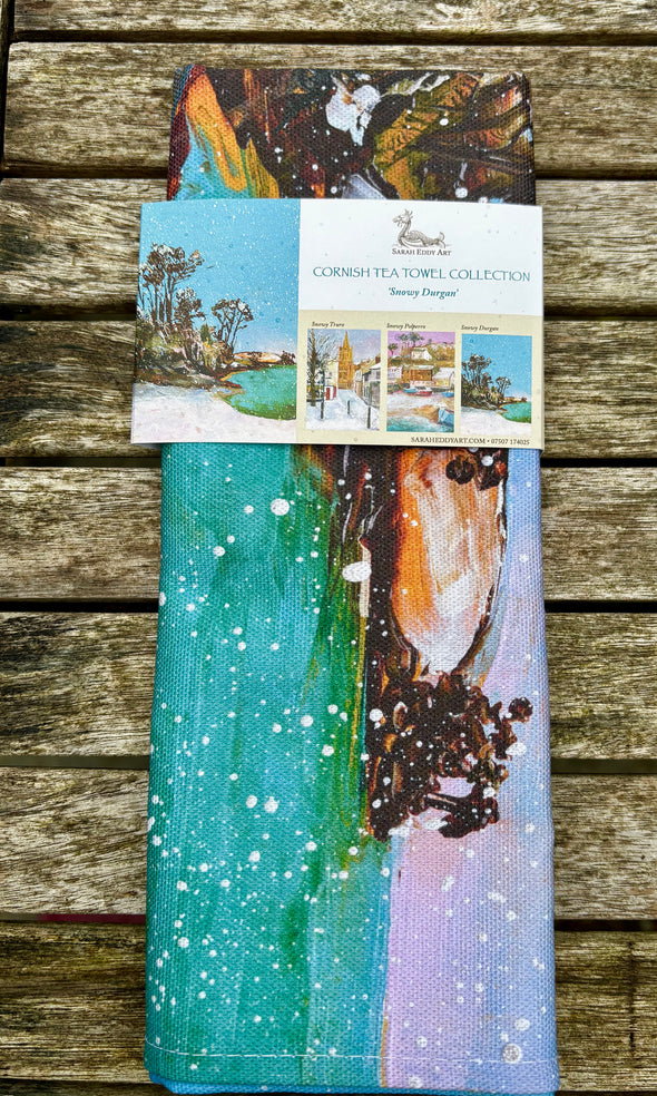 Snowy Durgan Cornwall. Tea Towel Limited number