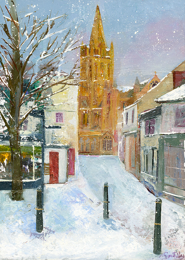 Snowy Truro, Cornwall Art Greeting Card by Sarah Eddy