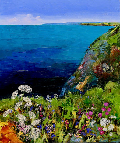 Blue Sea, Signed Art Print of New Polzeath, Cornwall