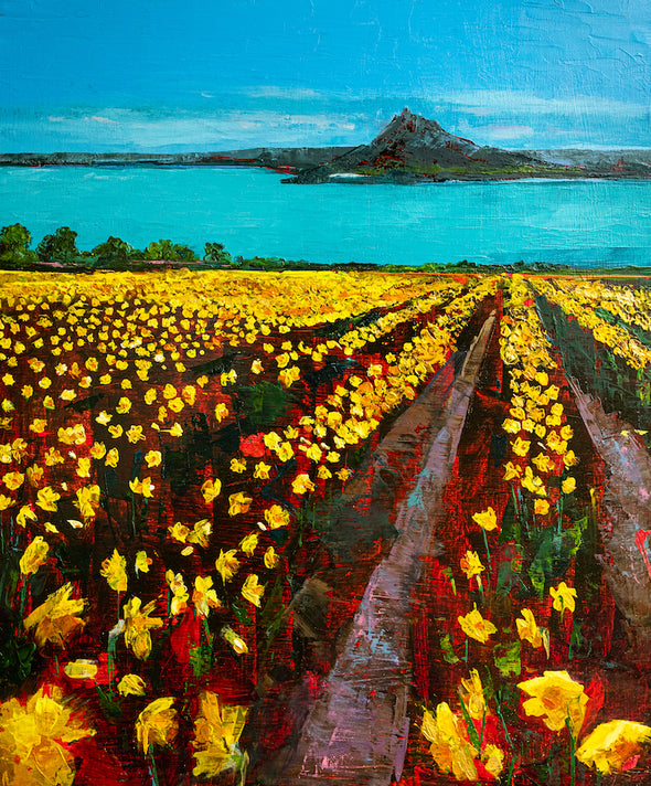 Daffodils Of Penzance, Cornwall Art Greeting card By Sarah Eddy