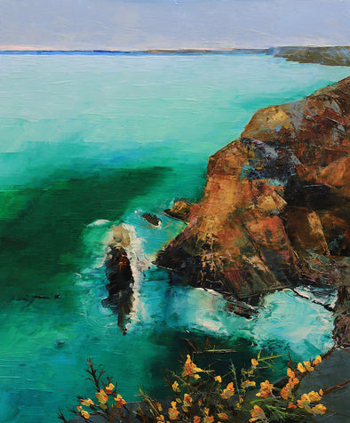 Green Sea, Hell's Mouth, Cornwall Art Greeting Card