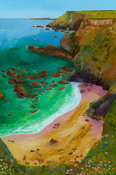 Mutton Cove, Godrevy, Cornwall Original Oil Painting Unframed