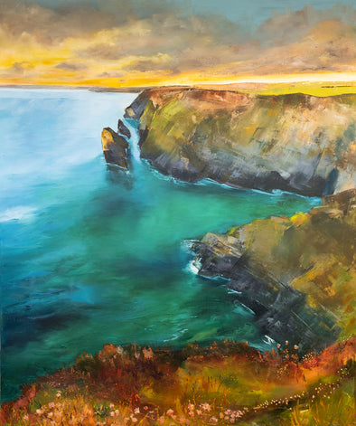 Hell's Mouth, Framed Original Painting of Cornwall.