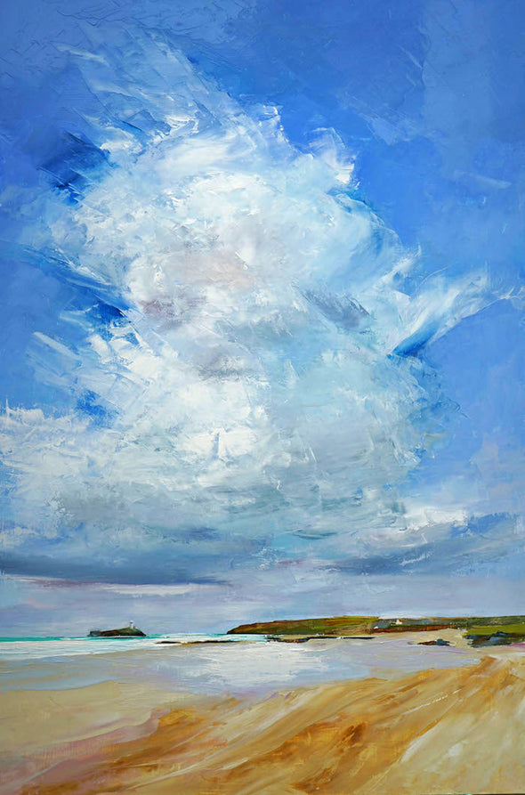 The Lighthouse, Art Tea Towel of Godrevy, Cornwall